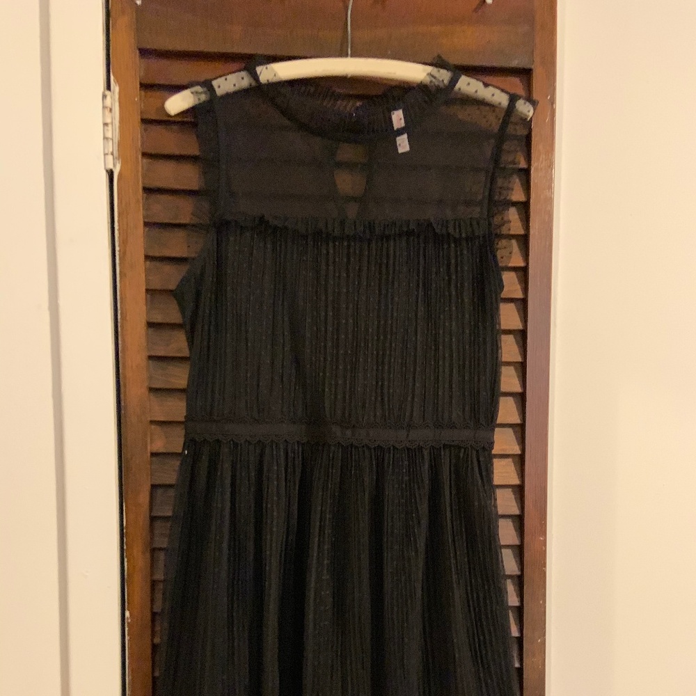 Black tulle dress with sheer neckline